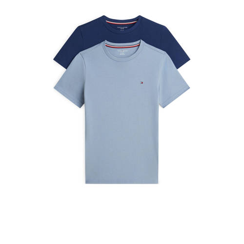 Tommy Hilfiger T-shirt - set van 2 lichtblauw/donkerblauw Jongens Katoen Ronde hals - maat 116/122 afbeelding