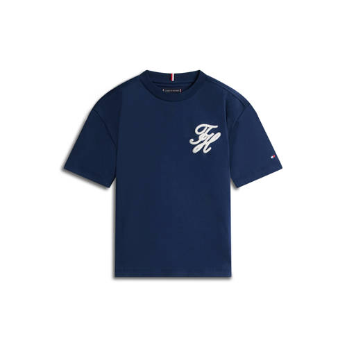 Tommy Hilfiger T-shirt donkerblauw Jongens Katoen Ronde hals Printopdruk - maat 128 afbeelding