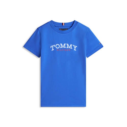 Tommy Hilfiger T-shirt blauw Jongens Katoen Ronde hals Logo - maat 128 afbeelding