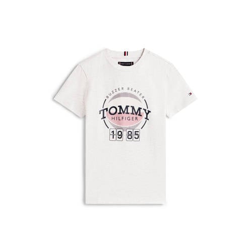 Tommy Hilfiger T-shirt grijs melange Jongens Katoen Ronde hals Logo - maat 92 afbeelding