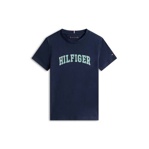 Tommy Hilfiger T-shirt donkerblauw Jongens Katoen Ronde hals Logo - maat 98 afbeelding