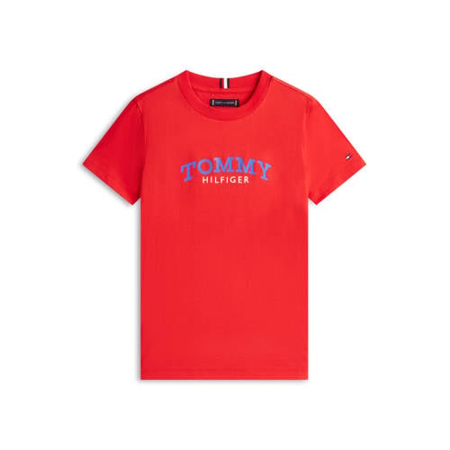 Tommy Hilfiger T-shirt rood Jongens Katoen Ronde hals Logo - maat 110 afbeelding