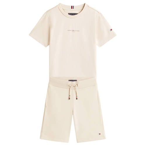 Tommy Hilfiger T-shirt + korte broek beige Set Jongens Katoen Ronde hals - maat 98 afbeelding