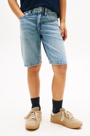straight denim short medium blue denim