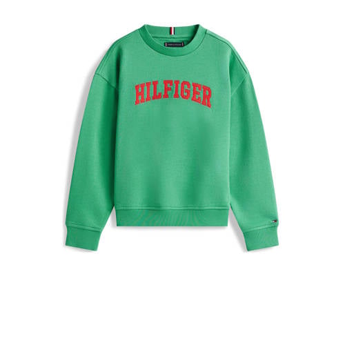 Tommy Hilfiger sweater groen Logo - maat 116 | Sweater van Tommy Hilfiger afbeelding