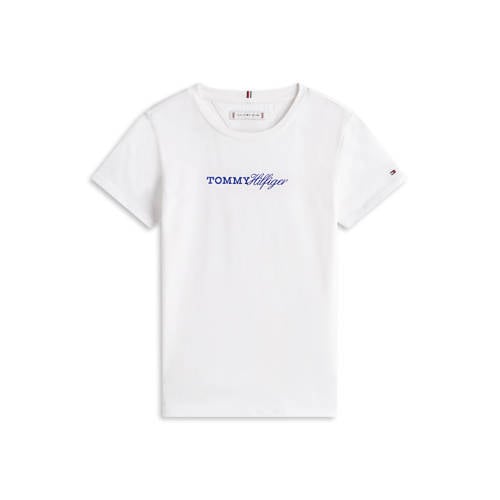 Tommy Hilfiger T-shirt wit Meisjes Katoen Ronde hals Logo - maat 140 afbeelding