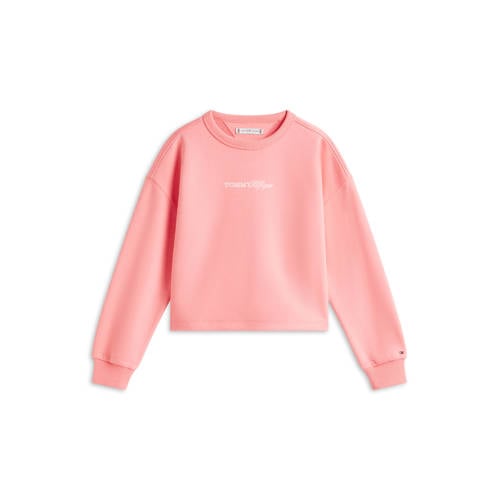 Tommy Hilfiger sweater roze Tekst - maat 140 | Sweater van Tommy Hilfiger afbeelding