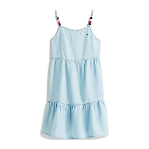 Tommy Hilfiger zomerjurk lichtblauw Meisjes Lyocell Ronde hals Effen - maat 140 afbeelding