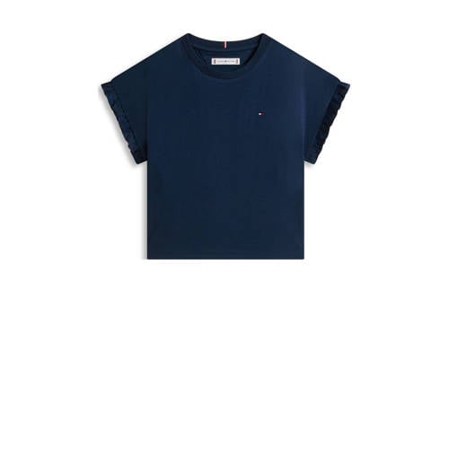Tommy Hilfiger T-shirt donkerblauw Meisjes Katoen Ronde hals Effen - maat 122 afbeelding
