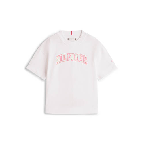 Tommy Hilfiger T-shirt wit Meisjes Katoen Ronde hals Logo - maat 152 afbeelding