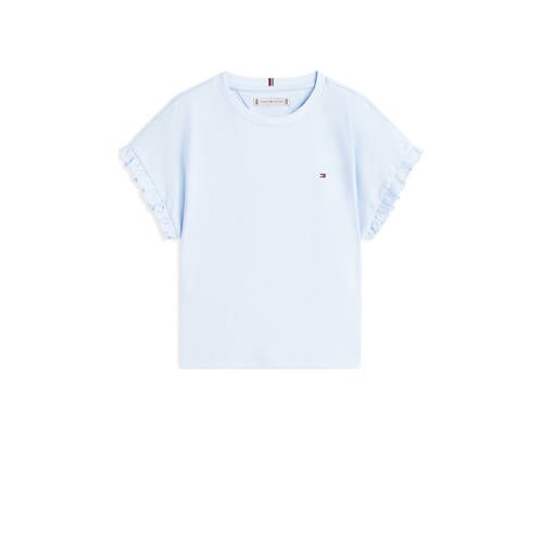 Tommy Hilfiger T-shirt lichtblauw Meisjes Katoen Ronde hals Effen - maat 110 afbeelding