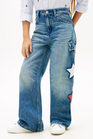 MABEL STAR high waist wide leg jeans medium blue denim