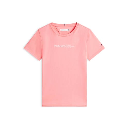 Tommy Hilfiger T-shirt roze Meisjes Katoen Ronde hals Logo - maat 122 afbeelding