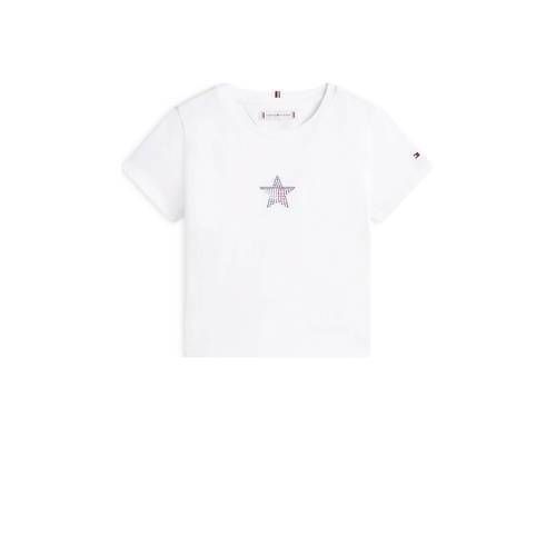 Tommy Hilfiger T-shirt wit Meisjes Stretchkatoen Ronde hals Printopdruk - maat 152 afbeelding