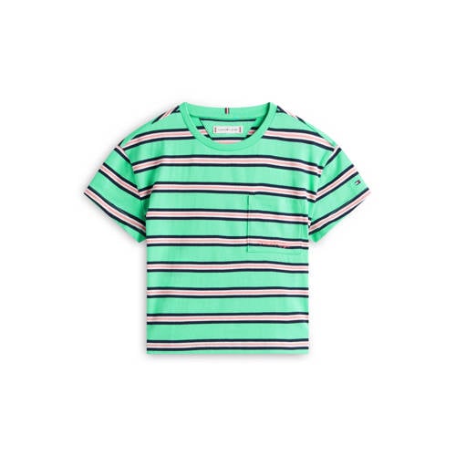 Tommy Hilfiger gestreepte T-shirt groen Meisjes Katoen Ronde hals Streep - maat 152 afbeelding