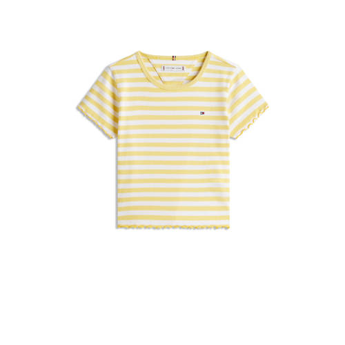 Tommy Hilfiger T-shirt rib gebreid geel/wit Meisjes Stretchkatoen Ronde hals - maat 152 afbeelding