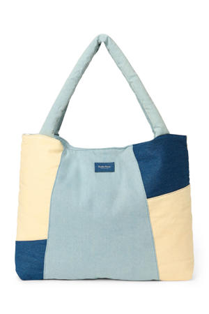 luiertas Denim Patchwork Mom Bag blauw