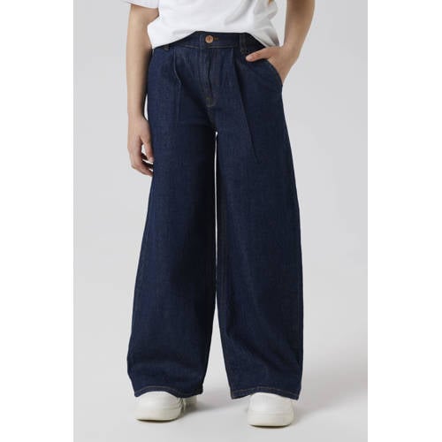 NAME IT KIDS wide leg jeans dark blue denim Blauw Meisjes Katoen Effen - maat 158 afbeelding