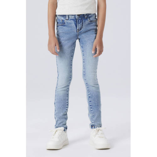 NAME IT KIDS skinny jeans medium blue denim Blauw Meisjes Stretchdenim - maat 146 afbeelding