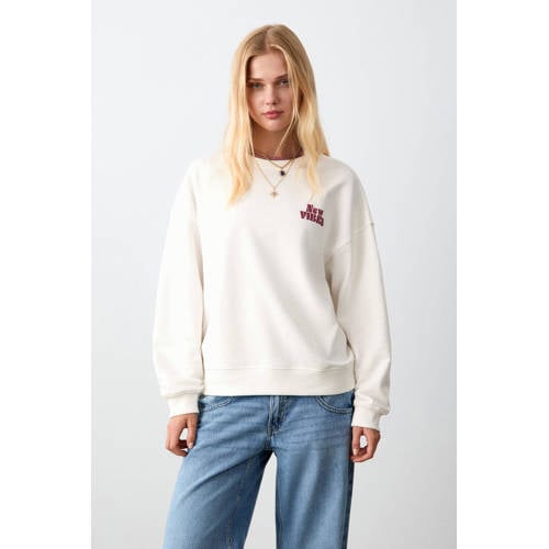 MANGO TEEN sweater met backprint wit Backprint - maat 168(M) afbeelding