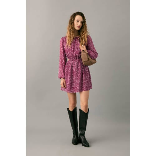 MANGO TEEN korte jurk rood Meisjes Polyester Ronde hals All over print