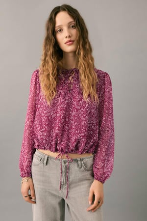 blousetop met paisley print rood