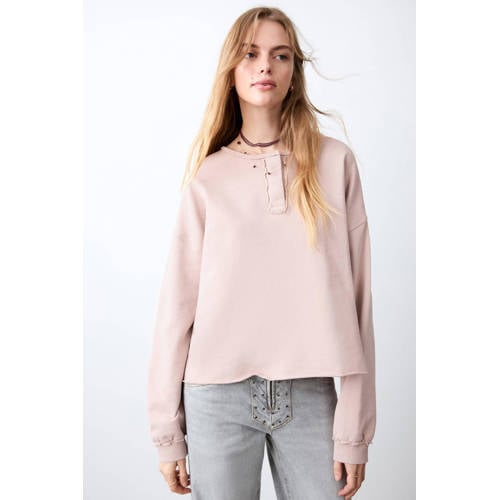 MANGO TEEN longsleeve lichtroze Meisjes Katoen Ronde hals Effen - maat 152(XXS) afbeelding