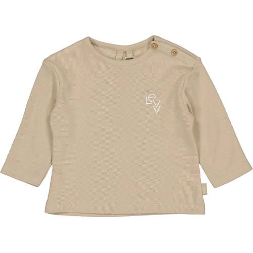 LEVV Newborn longsleeve bruin Jongens Katoen Ronde hals Effen - maat 74 afbeelding
