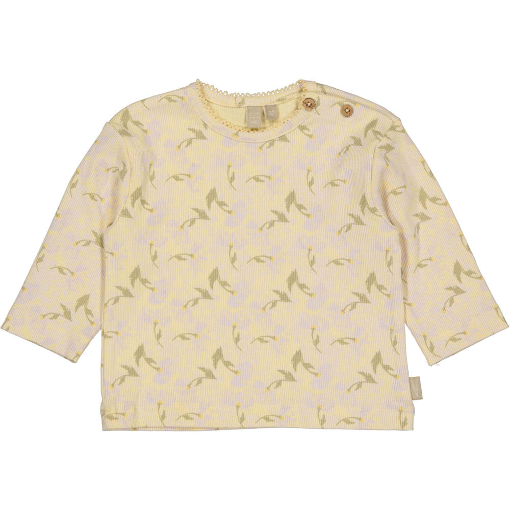 Gele meisjes LEVV Newborn longsleeve van katoen met lange mouwen, ronde hals en drukknoopsluiting