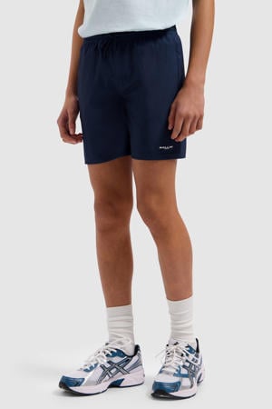 polyester zwemshort met logo donkerblauw