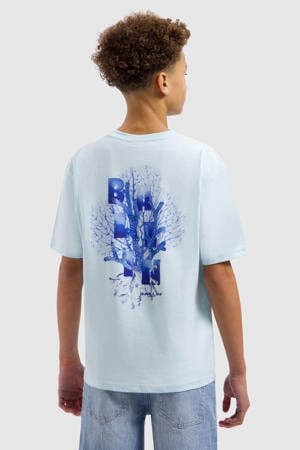 T-shirt met backprint lichtblauw