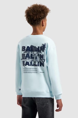 sweater met backprint lichtblauw