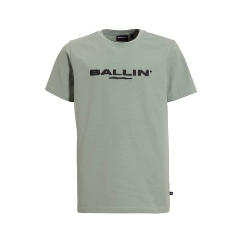Ballin T-shirt groen Jongens Stretchkatoen Ronde hals Logo - maat 176 afbeelding