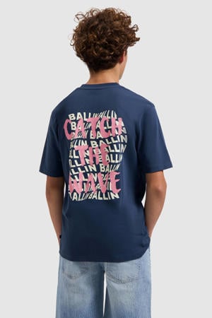 T-shirt met backprint donkerblauw