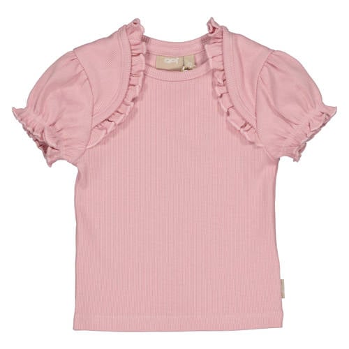 QPI Newborn T-shirt roze Meisjes Stretchkatoen Ronde hals Effen - maat 56 afbeelding