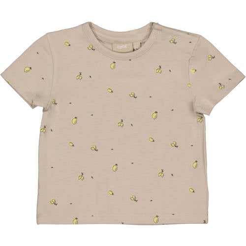 QPI Newborn T-shirt beige Jongens Stretchkatoen Ronde hals All over print - maat 74 afbeelding