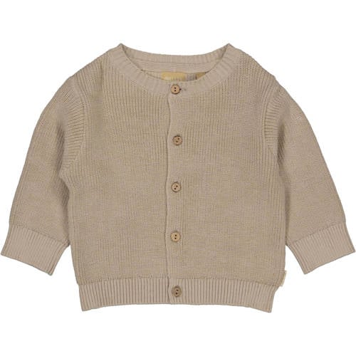QPI Newborn vest taupe grof gebreid Bruin Jongens Katoen Ronde hals Effen - maat 56 afbeelding