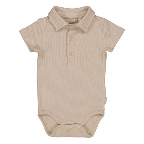 QPI Newborn romper lichtbruin Jongens Stretchkatoen Polokraag Effen - maat 50 afbeelding