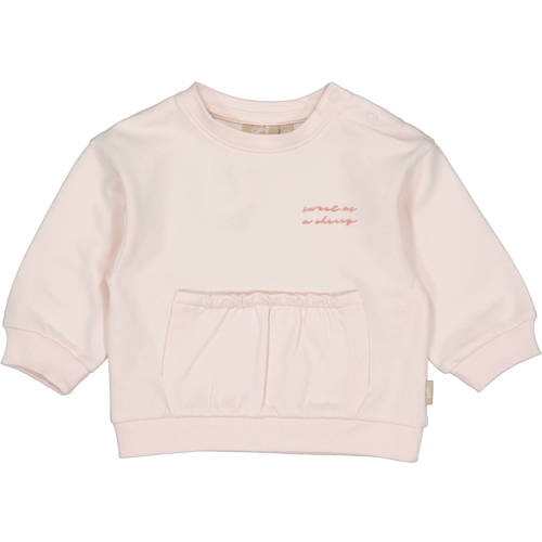 QPI Newborn sweater lichtroze Meisjes Stretchkatoen Ronde hals Tekst - maat 74 afbeelding