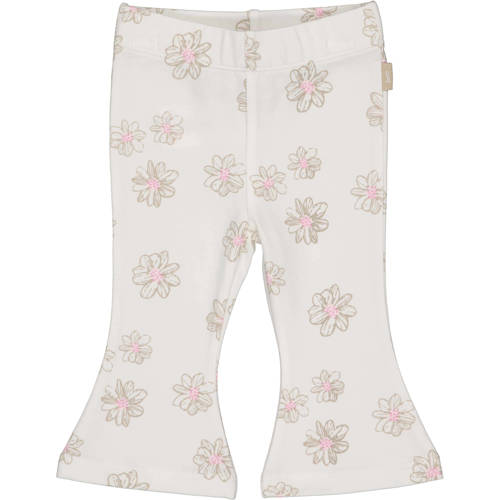QPI Newborn regular waist gebloemde flared broek wit Meisjes Stretchkatoen - maat 62 afbeelding