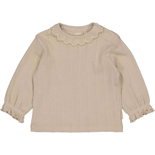 QPI Newborn longsleeve lichtbruin ajour Meisjes Katoen Ronde hals Effen - maat 80 afbeelding