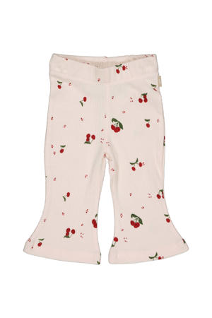 regular waist flared broek lichtroze met textuur