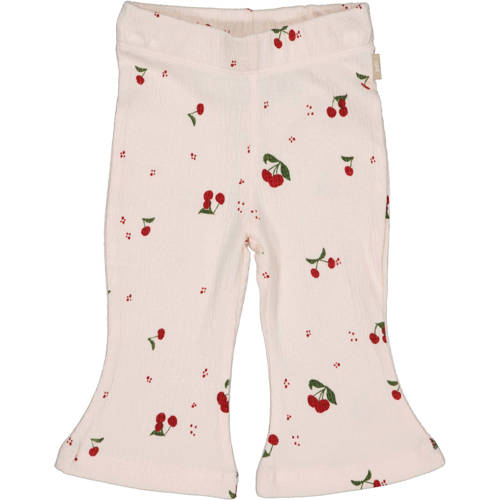 QPI Newborn regular waist flared broek lichtroze met textuur Meisjes Katoen - maat 74 afbeelding