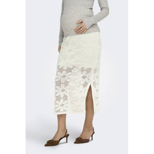 ONLY MATERNITY gebloemde zwangerschaps midi rok gehaakt wit Dames Katoen - maat L afbeelding