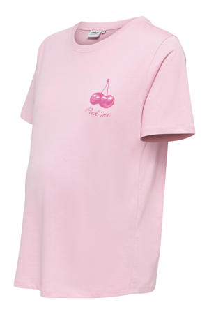 zwangerschaps T-shirt met backprint roze