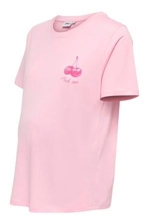 zwangerschaps T-shirt met backprint roze