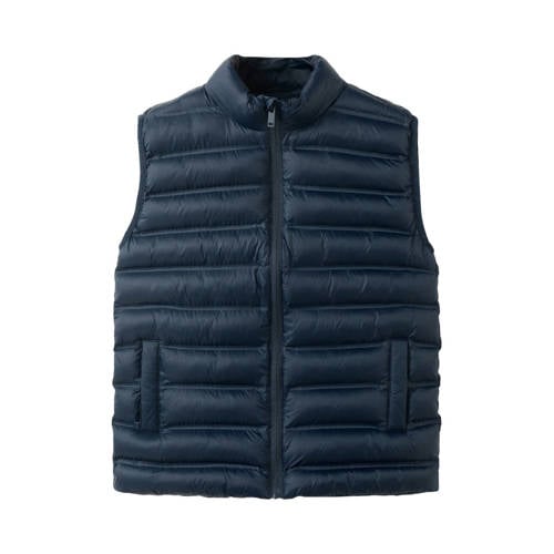 Mango Kids bodywarmer kaki Blauw Jongens Polyamide Opstaande kraag Effen - maat 116 afbeelding