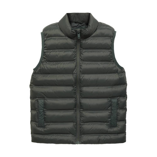 Mango Kids bodywarmer kaki Groen Jongens Polyamide Opstaande kraag Effen - maat 116 afbeelding