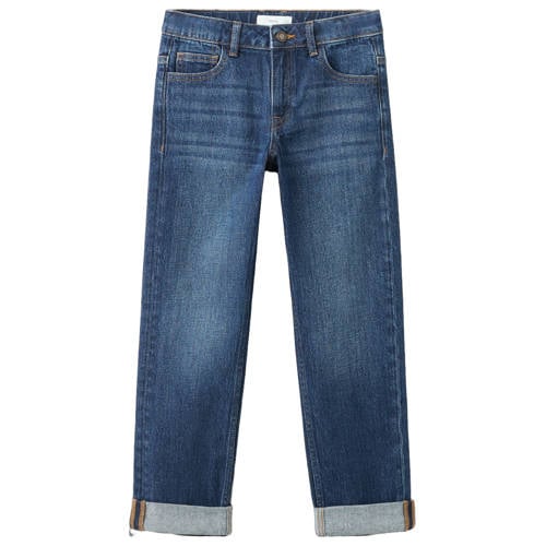 Mango Kids tapered jeans dark blue denim Blauw Effen - maat 146 afbeelding