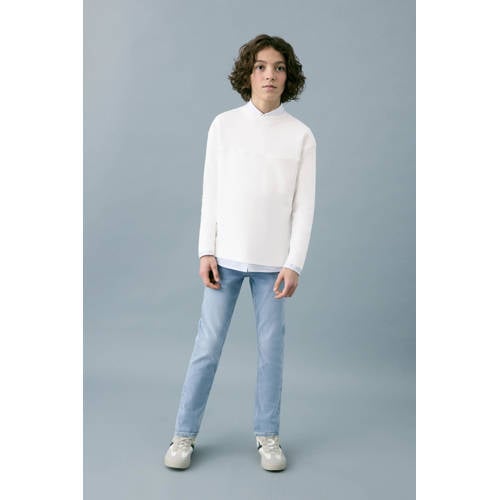 Mango Kids skinny jeans light blue denim Blauw Effen - maat 128 afbeelding